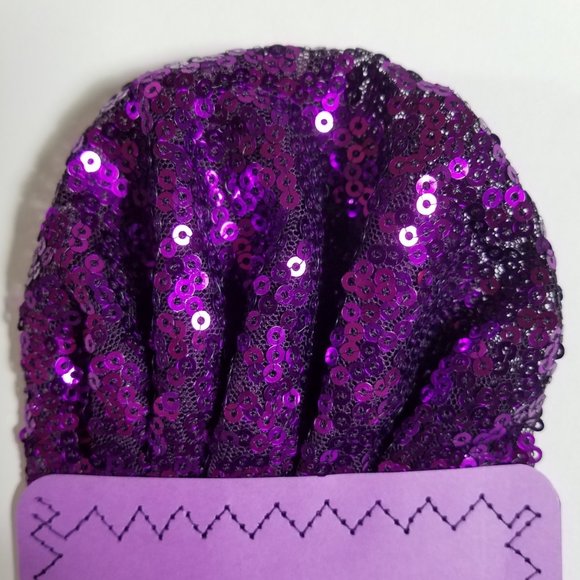 Men's Sequin Pre-Folded Pocket Square Insert - Purple - Picture 4 of 4